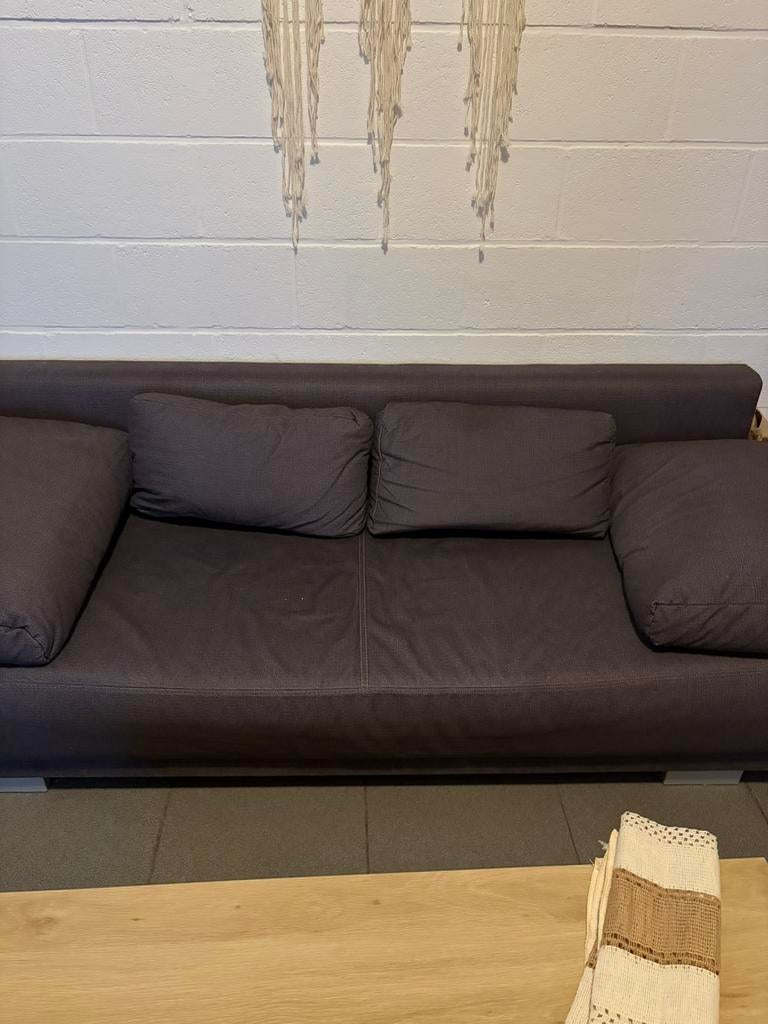 Donker grijze zetel, Huis en Inrichting, Ophalen, Gebruikt, Tweepersoons, Rechte bank