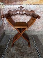 Vintage Curulische zetel/Romeinse stoel, houtsnijwerk, Enlèvement