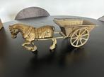 Paard met kar in messing, Huis en Inrichting, Ophalen, Overige materialen, Gebruikt, Schaal