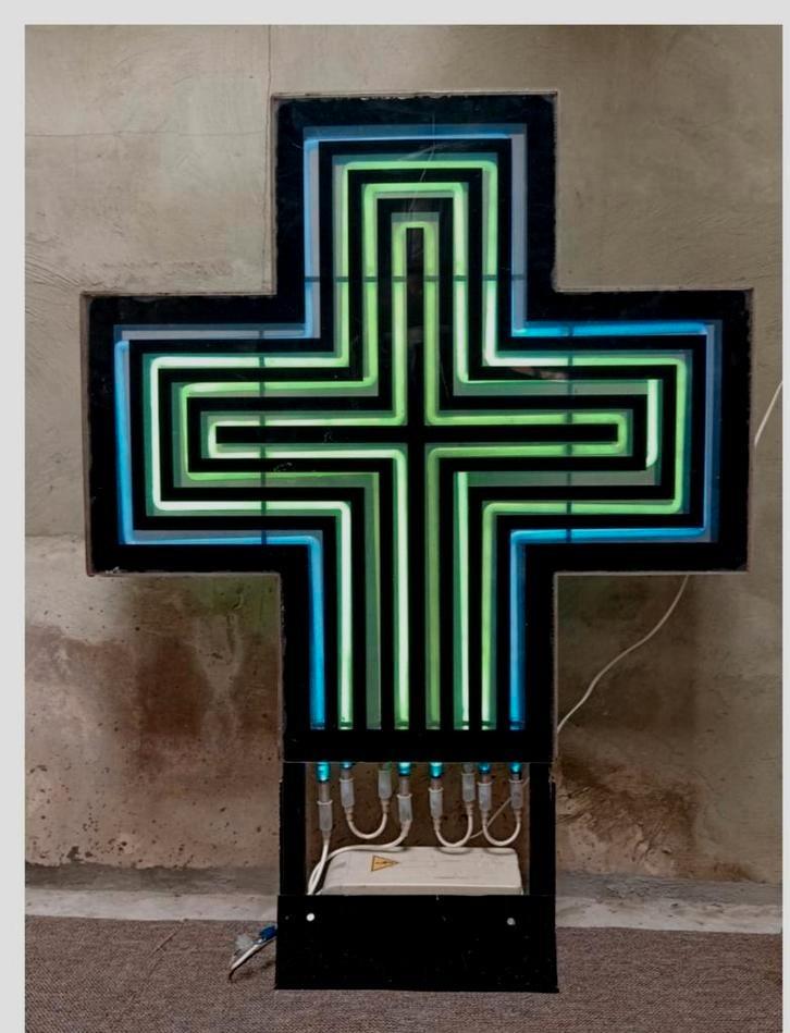 Lichtgevend apotheekkruis, Antiek en Kunst, Curiosa en Brocante, Ophalen