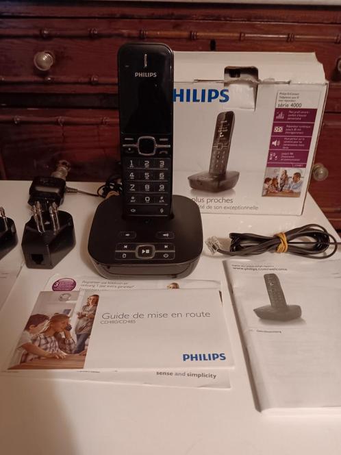 Téléphone sans fil Philips BeNear avec répondeur 4000 ser, Télécoms, Téléphones fixes | Combinés & sans fil, Comme neuf, 1 combiné