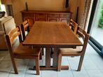 Vintage '70 massief eikenhouten eettafel met 6 stoelen, Huis en Inrichting, Tafels | Eettafels, Ophalen, Gebruikt, 100 tot 150 cm