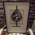 Litho vrouw/schilderij landschap, Antiek en Kunst, Kunst | Litho's en Zeefdrukken, Ophalen
