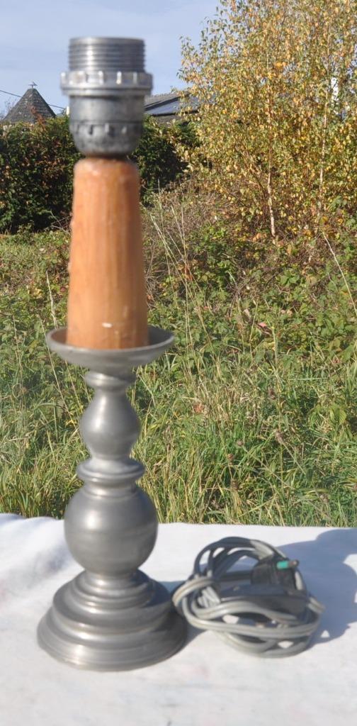 pied de lampe bougeoir style etain, Antiek en Kunst, Antiek | Verlichting, Ophalen of Verzenden