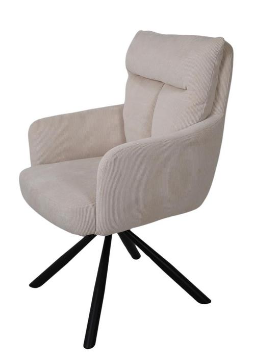 Draaibare eettafelstoelen, Huis en Inrichting, Stoelen, Nieuw, Vijf, Zes of meer stoelen, Stof, Wit, Ophalen of Verzenden