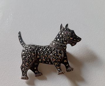 Amusante hond Fox silver & markasites antiek 1950 België
