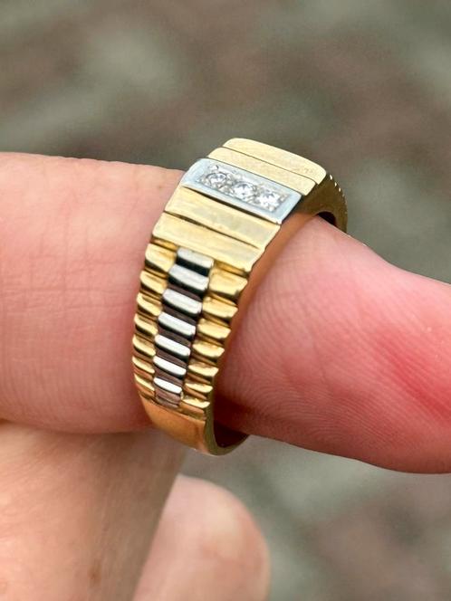 Rolex ring 18K goud met natuurlijke diamant en certificaat!, Handtassen en Accessoires, Ringen, Heer, 18 tot 19, Geel, Goud, Met edelsteen
