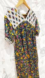 🌻 Vintage HIPPIE-jurk met bloemenprint uit de jaren 70 🌻 (, Ophalen of Verzenden, Zo goed als nieuw