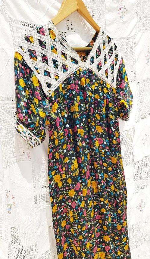 🌻 Vintage HIPPIE-jurk met bloemenprint uit de jaren 70 🌻 (, Kleding | Dames, Jurken, Zo goed als nieuw, Ophalen of Verzenden