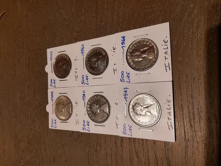 Italiaanse munten, Postzegels en Munten, Munten | Europa | Niet-Euromunten, Losse munt, Italië, Zilver, Ophalen of Verzenden