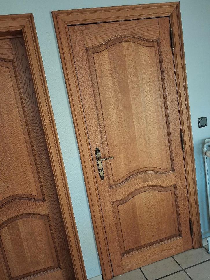 Massief eiken binnendeur 77,5/ 2,01m., Doe-het-zelf en Bouw, Deuren en Vliegenramen, Gebruikt, Binnendeur, 200 tot 215 cm, Minder dan 80 cm