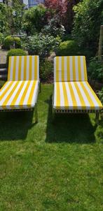 Chaises longues de jardin. Inox et teck. Avec coussins assor, Comme neuf, Inox, Enlèvement