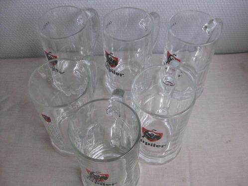Jupiler - 6 Bierpullen 0,5l met handvat - Laagmodel., Verzamelen, Biermerken, Nieuw, Glas of Glazen, Jupiler, Ophalen of Verzenden