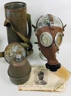 Masque a gaz Belge L.702 1939+filtre+ boite +manuel, Collections, Armée de terre, Enlèvement ou Envoi