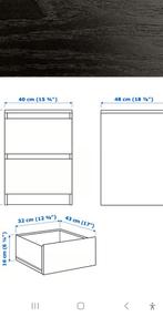 2 Tables de chevet Malm Ikea, Maison & Meubles, Chambre à coucher | Tables de chevet, Comme neuf, Moins de 45 cm, Enlèvement, 55 à 70 cm