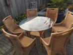 Mooie ronde tafel met 6 stoelen, Tuin en Terras, Tuinsets en Loungesets, Ophalen, Zo goed als nieuw