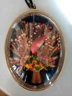 Cadre déco floral en laiton vitré des années 1960/70s, Enlèvement ou Envoi