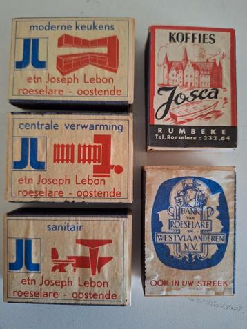 5x oude volle luciferdoosjes Roeselare  beschikbaar voor biedingen