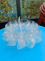 Glazen fruitkom met 12 glazen. Met haakjes en lepel., Enlèvement, Comme neuf, Verre, Verre ou Verres