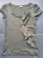 Khakikleurige t-shirt met ruches, Groen, Gedragen, Maat 34 (XS) of kleiner, Esprit