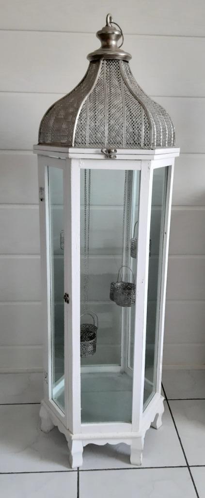 Groot zeshoekig windlicht - 1 m 30 hoog, Huis en Inrichting, Woonaccessoires | Kandelaars en Kaarsen, Zo goed als nieuw, 75 cm of meer
