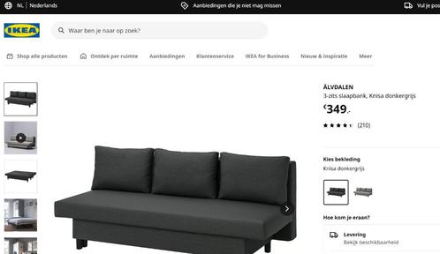 ÄLVDALEN 3-zits slaapbank, Knisa donkergrijs, Huis en Inrichting, Zetels | Zetels en Chaises Longues, Zo goed als nieuw, Vierpersoons of meer