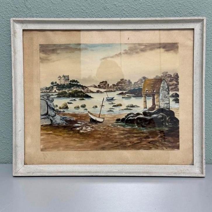 Raymond BLOSSIER 1925-13 Peinture à l'huile sur mer Calvaire, Antiquités & Art, Art | Peinture | Classique, Enlèvement ou Envoi