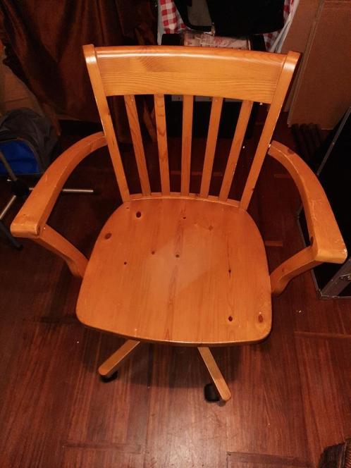 Bureau stoel hout, Huis en Inrichting, Bureaustoelen, Zo goed als nieuw, Bureaustoel, Bruin, Ophalen