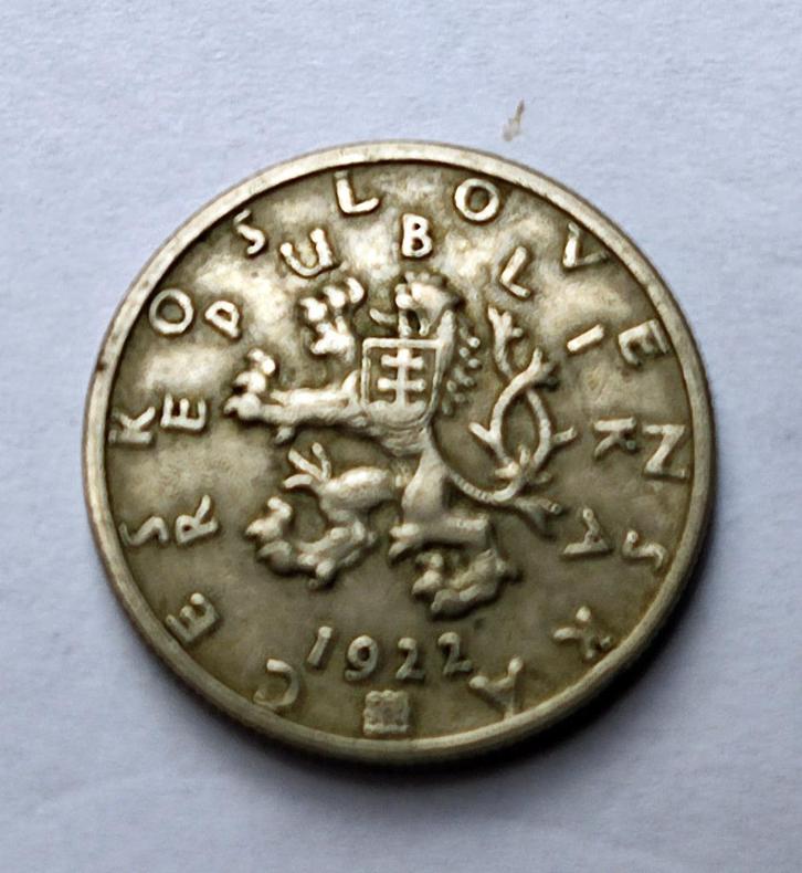 oude munt Tsjecho-Slowakije uit 1922/ 50 Hellers, Verzamelen, Overige Verzamelen, Gebruikt, Ophalen of Verzenden