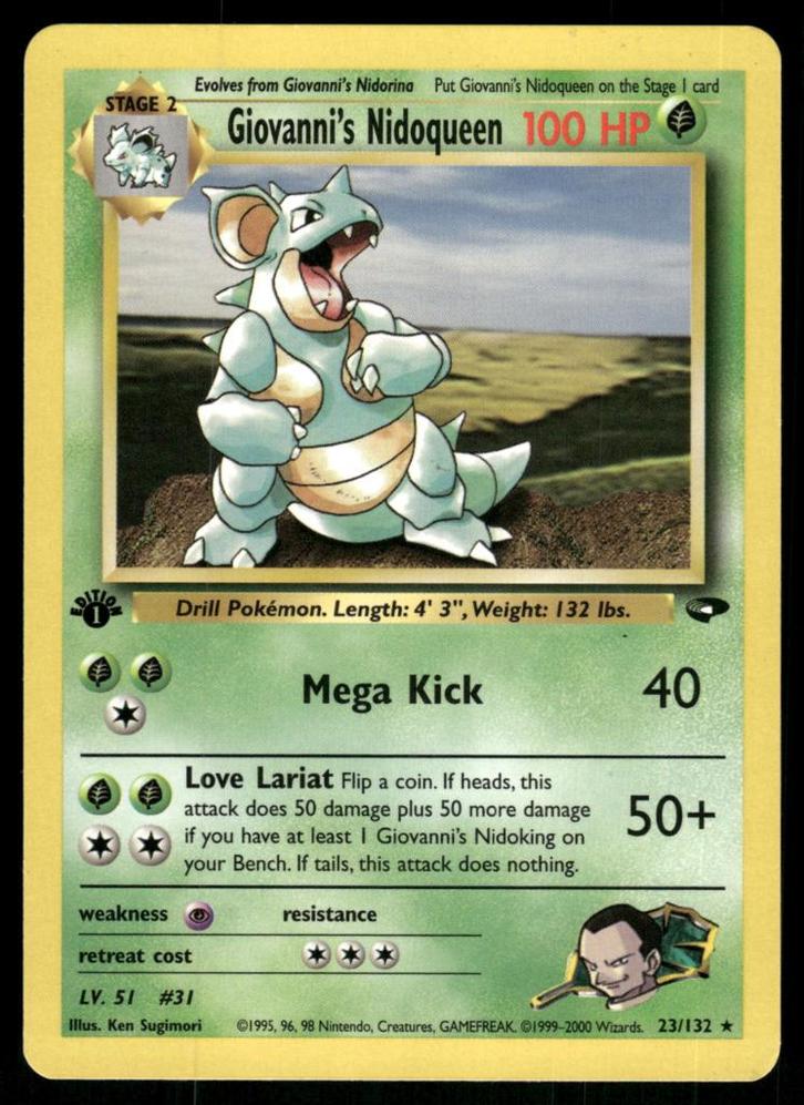 Giovanni's Nidoqueen 23/132 - Gym Challenge (1st edition), Hobby en Vrije tijd, Verzamelkaartspellen | Pokémon, Gebruikt, Verzenden
