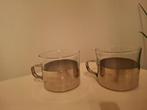 6 theeglazen met metalen houder, Huis en Inrichting, Keuken | Servies, Ophalen of Verzenden, Glas