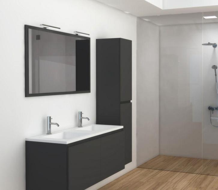 Sleurs flex wastafelblad met 2 waskommen 1600x500x15 wit, Maison & Meubles, Salle de bain | Salle de bain complète, Neuf, Enlèvement