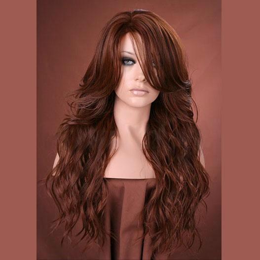 Luxe pruik donkerrood lang haar model Cala kleur 30, Handtassen en Accessoires, Uiterlijk | Haarverzorging, Nieuw, Verzenden