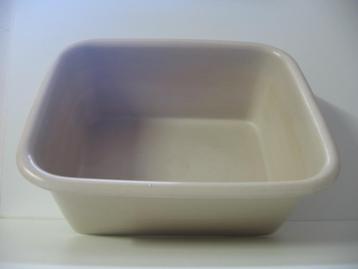Beige rechthoekige waskom in dikke PVC, 41 x 33 x 17 cm (H) beschikbaar voor biedingen