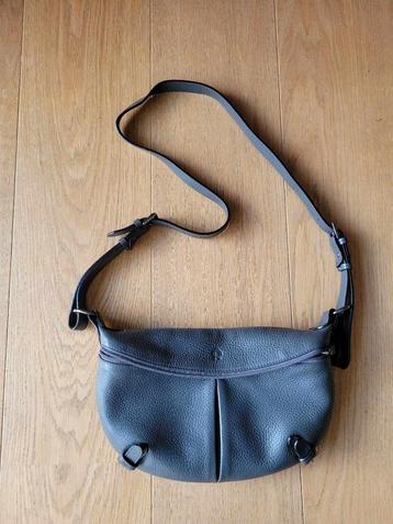 Stijlvolle NOBODY grijze crossover handtas van echt leer, Enlèvement ou Envoi, Utilisé, Gris, Sac à main