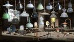 OPRUIMING antieke oude industriele hanglampen hanglamp, Comme neuf, Métal, Enlèvement ou Envoi, 50 à 75 cm
