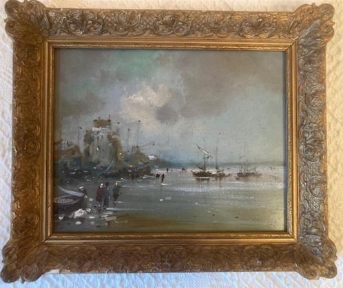 Strandzicht - gesigneerd 'E. Koster' - op paneel, Antiek en Kunst, Kunst | Schilderijen | Klassiek, Verzenden