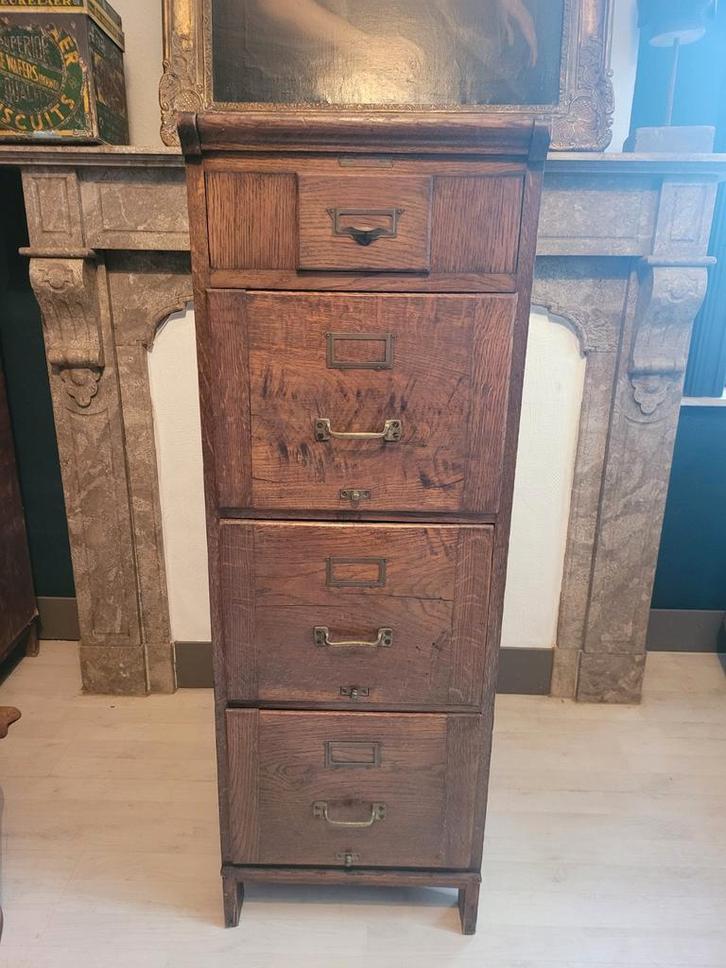 Oude eikenhouten archiefkast, Antiek en Kunst, Antiek | Kantoor en Zakelijk, Ophalen
