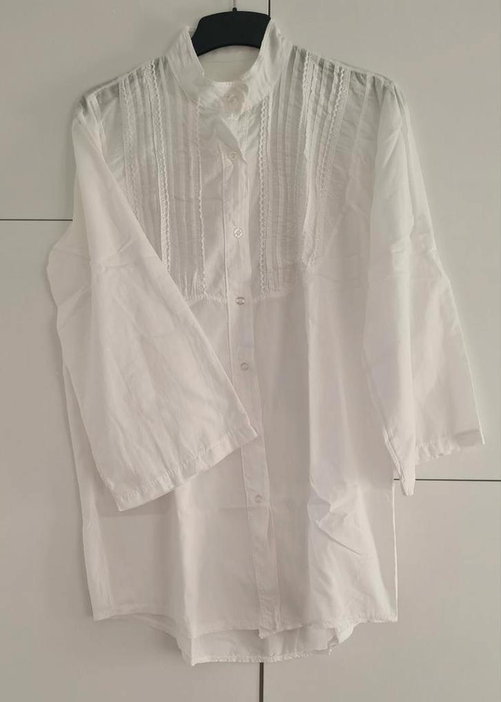 Witte luchtige halflange blouse maat M, Kleding | Dames, Blouses en Tunieken, Gedragen, Maat 38/40 (M), Wit, Ophalen of Verzenden