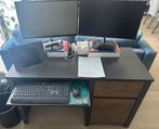 Strak bureau zwart / hout motief, Ophalen, Zo goed als nieuw, Bureau