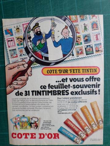 Tintin - publicité papier côte d'Or - 1979