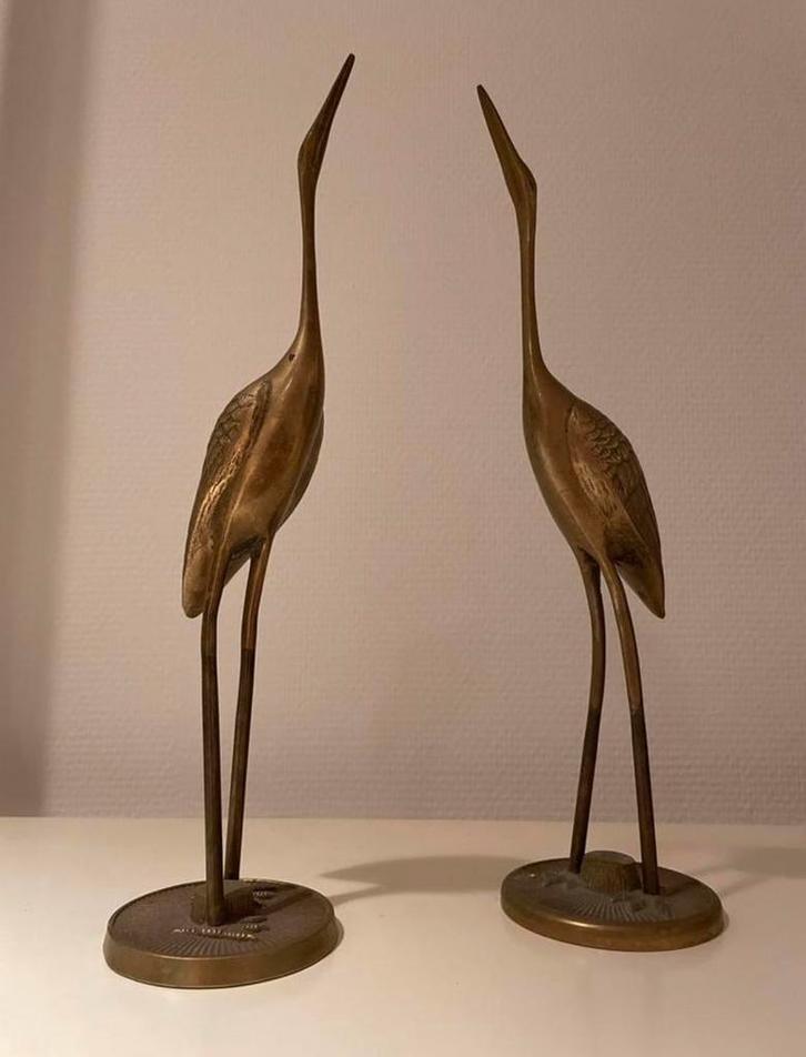 Vintage set van twee kraanvogels 30cm, Antiek en Kunst, Kunst | Designobjecten, Ophalen of Verzenden