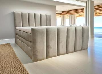 MILAN! Opberg Boxspring 180 x 200 cm TAUPE Eric Kuster stijl