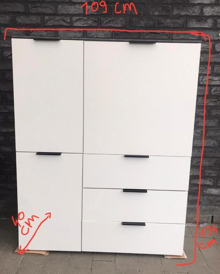 Witte bergkast met laden en leggers, Antiek en Kunst, Antiek | Meubels | Kasten, Ophalen