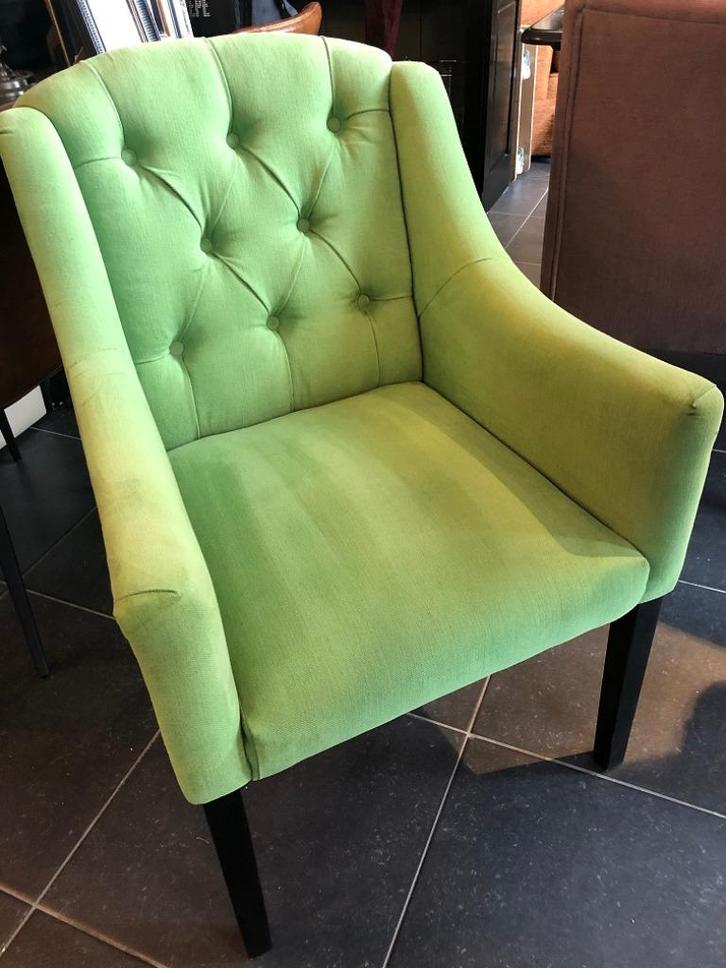4x STOFFEN ARMSTOEL appelgroen – STOEL ZETEL – Flamant, Huis en Inrichting, Woonaccessoires | Overige, Zo goed als nieuw, Ophalen