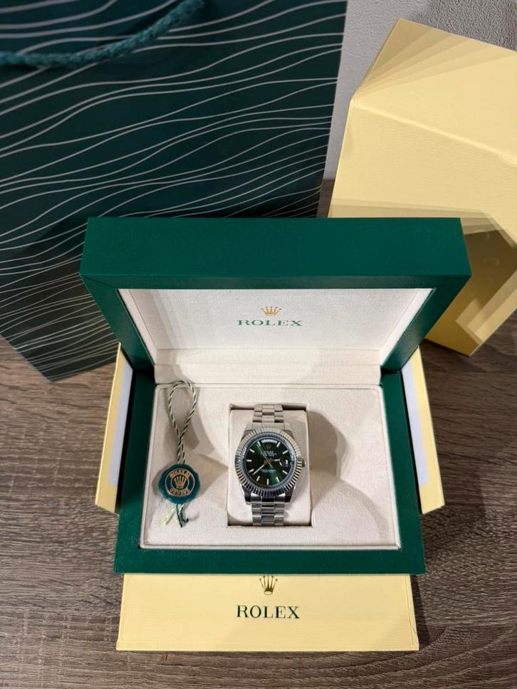Rolex Daydate Groen, Handtassen en Accessoires, Horloges | Heren, Nieuw, Polshorloge, Rolex, Staal, Staal, Ophalen