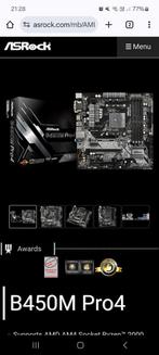 Asrock b450m pro 4 + ryzen 2700 cpu, Ophalen, Gebruikt, DDR4, Micro-ATX
