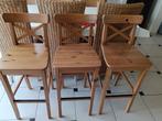 3 chaises bar Ikéa hauteur assise 72 cm couleur effet ancien, Bois, Cottage, Enlèvement, Utilisé