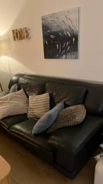 Blauw lederen salon 2 zit en 3 zit, Huis en Inrichting, Zetels | Zetels en Chaises Longues, Ophalen, Zo goed als nieuw