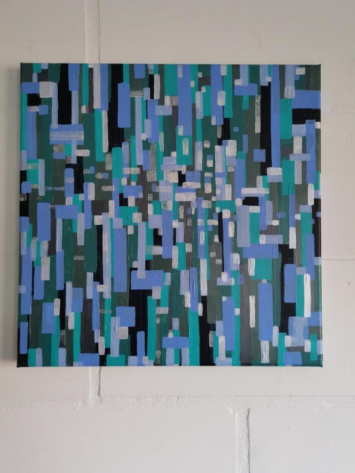 Drukte - Abstract schilderij - 40x40, Antiquités & Art, Art | Peinture | Abstraite, Enlèvement